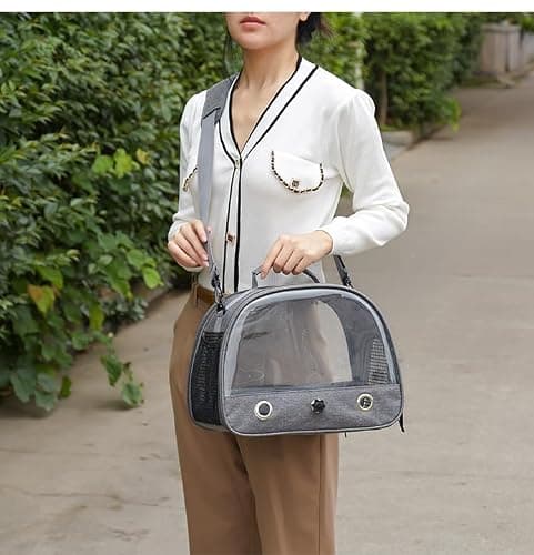 Bird Carrying Backpack,Travel Bag,Stainless Steel Tray Stand Perch,Portable,Washable,Outdoor,for Parrot Hiking,Camping,with 1 Stone Molars-Grey — view 6