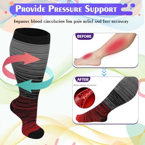 Zuimei 3 Pair 15-20 mmHg Plus Size Compression Socks for Women Men — view 5