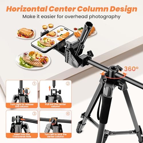 Nineigh Camera Phone Tripod, 75'' Lightweight DSLR Camera Stand — view 2