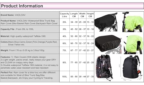 VAOLOAV Rain Cover for Bicycle Basket Bicycle Bag (35L Purple, 35L) — view 5