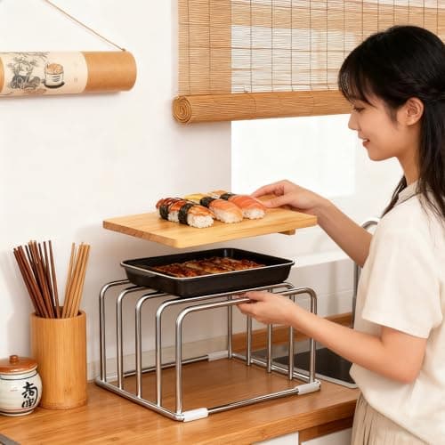 Cutting Board Holder Stand, Stainless Steel Chopping Board Rack, Space Saving Non Slip Organizer for Kitchen Offices Files Cookware Pans Home Indoor — view 6