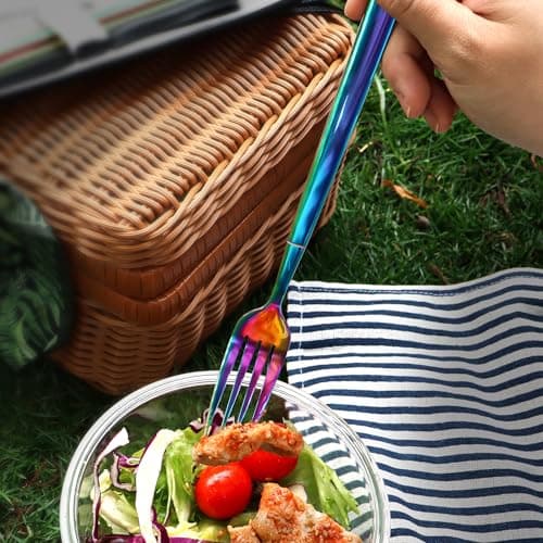 hecef 18/0 Stainless Steel Travel Cutlery Set - Portable Flatware with Case — view 6