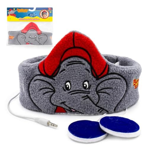 Technaxx Benjamin the Elefant Headband Headphones for Kids & Toddlers - Good for Travelling, Music Listening, Sleeping - Soft Fleece Comfortable Material - Volume Limited and Size Adjustable Eye Mask