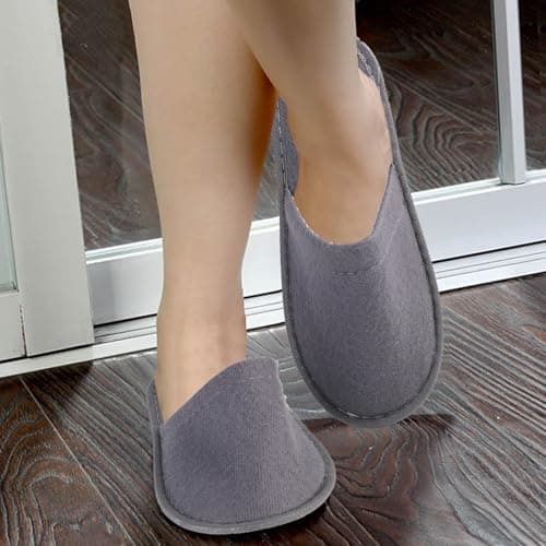 kuou Disposable Spa Slippers,12 Pairs Hotel Guest Slippers Grey Close Toes — view 2