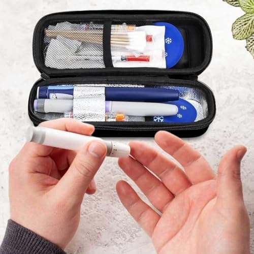 Medicine Cooler for Travel, Insulins Cooler Travel Case, Portable Insulated Medicine Refrigerated Bag, Medication Container with Temperature Display for Airplane Hospital Women Men Car Trip, Black — view 3