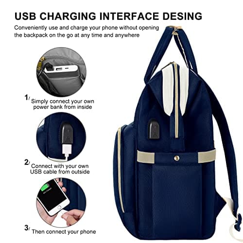 VSNOON Laptop Backpack for Women, 15.6 Inch Travel Backpack Wide Open — view 2
