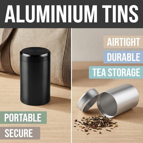 Hopzab 2PCS Aluminium Storage Tins, Travel Spice Containers, Camping Essentials, Hiking Accessories, Secure Screw-Top Airtight Tins, Portable Mini Size (Black & Silver) — view 4