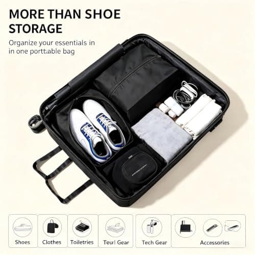 5 Pack Travel Shoe Bags – Large Oxford Fabric Shoe Pouches for Luggage, Dustproof Black Storage Organizer for Men Women Suitcases, Gym & Closet with Carry Handle & Smooth Zipper — view 5