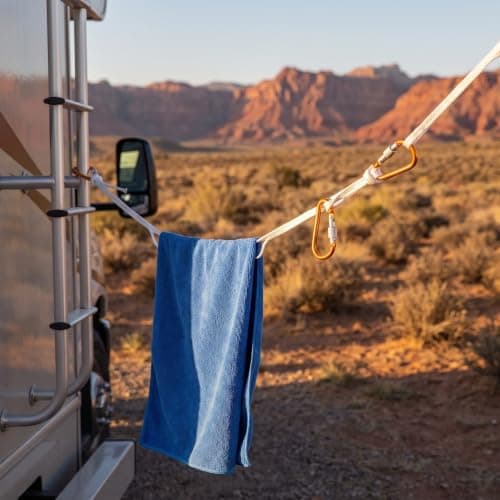 Portable Clothesline Travel Rope with Hooks, Gold Buckle — view 5