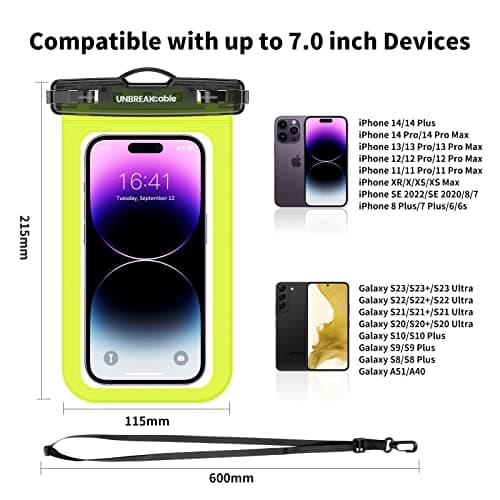 UNBREAKcable Waterproof Phone Pouch 2 Pack - IPX8 Waterproof Phone Case - Dry Bag for iPhone 15 Pro Max 14 13 12 11 XR XS SE Samsung S23 S23+ S22 S22+ S21 FE S10+ Huawei etc... - 7 Inch - Grey&Green — view 5