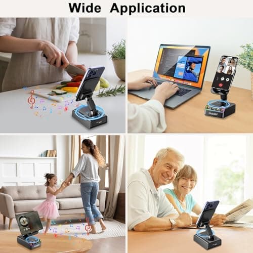 Hupoaf Gifts for Men Women,Phone Stand Speaker,RGB Lights,Anti-Slip Base — view 6