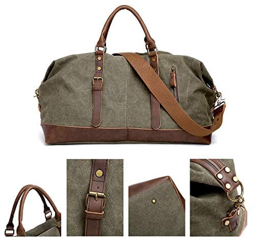 aztex Premium Collection Oversized Canvas Holdall Travel Carry On Duffel Bag Overnight Weekend Bag Unisex Travel Holdall 55 x 26 x 37cm, Army Green (Personalised) — view 4