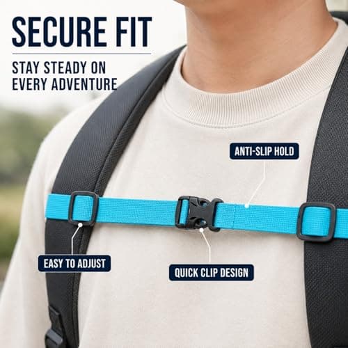 DCYQAIN 2Pcs Adjustable Backpack Chest Straps Non-Slip Quick Release Sternum Straps Extender for Adult Rucksacks Outdoor Travel Hiking Jogging Commuting Blue Pink — view 6