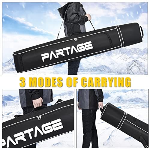 PARTAGE + Ski Bag with Wheels Waterproof Ski Travel Bag Ski Boot Bag 600D Heavy Duty Oxford Fabric - Adjustable Length Up to 78in Easy to Store and Transport Suitable for Men Women — view 6