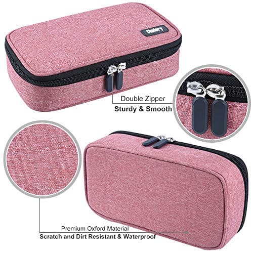 Chelory Pencil Case Large Capacity Pencil Cases Big Storage Pencil Bag Pen Pouch Makeup Cosmetic Bag Office Stationery Organizer with Compartment for Boys Girls School Students Adults, Light Pink — view 4