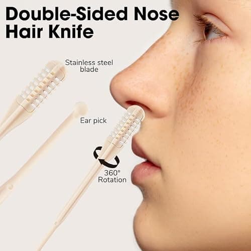 limveso 2-in-1 Nasal Hair Cutter, 2025 Upgrade Portable Manual Double Sided Nose Hair Knife, 360° Nostril Hair Remover Tool, Nasal Hair Cutter for Men Women, Soft Cleaning Brush (Mix 1, 3PCS) — view 5