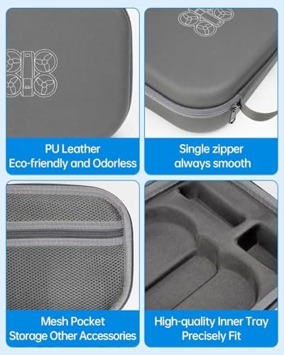 LKTOP Carrying Case for DJI Neo 1 (No RC), Portable PU Leather Storage Bag, Waterproof Hard Case Neo Travel Bag, Compatible with DJI Neo 1 Drone, Battery, Charger, Aceessories (21.8×17.5×8.5cm) — view 5