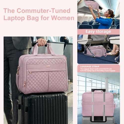 WIRABO 17 Inch Laptop Bags for Women, Messenger Bag, Work Bag, Purple-pro — view 6