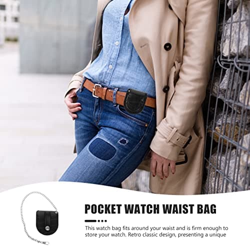 UKCOCO Pocket Watch Leather Belt Bag Bamboo Pattern Portable Waist Bag Small Fanny Pack for Everyday Use Included — view 5