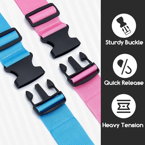 WISYOK Luggage Straps Extended, 4 Pack, 130-250cm Adjustable, Pink SkyBlue — view 4