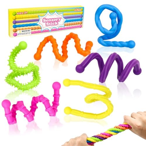 Jovicos 6 Pack Fidget Toys Textured Stretchy Sensory Stick, Sensory Toys