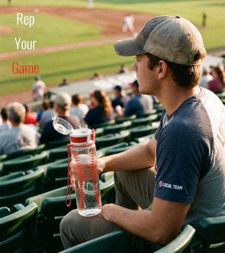 MYFOREST Baseball Water Bottle, Lightweight, Quick-Open Gulp Lid/Straw — view 2