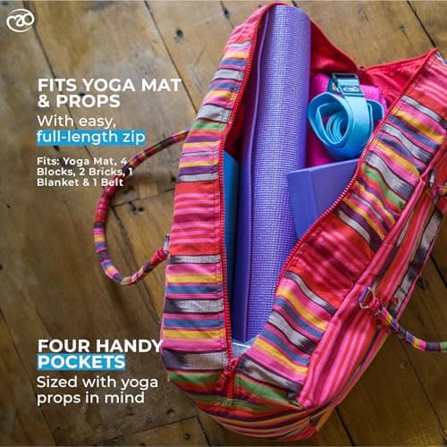 Yoga-Mad Deluxe Yoga Kit Bag | Full Zip Carrier Bag with Storage Pockets | Pilates Unisex Bag, Stores Mat and Yoga Accessories | Suitable for Pilates, Gym, Fits Most Mat Sizes (Pink) — view 2