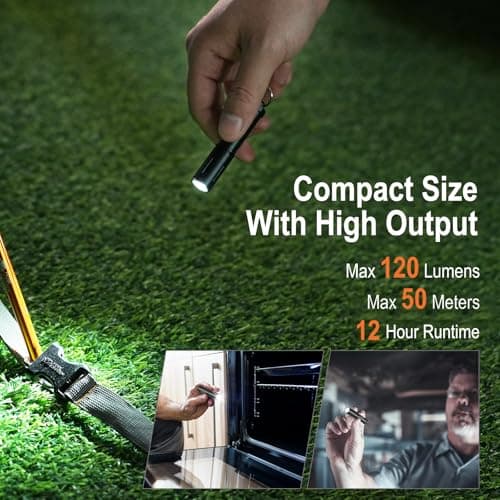 BORUIT RJ11 LED Small Battery Torch 120 lumens, AAA Battery Powered — view 3