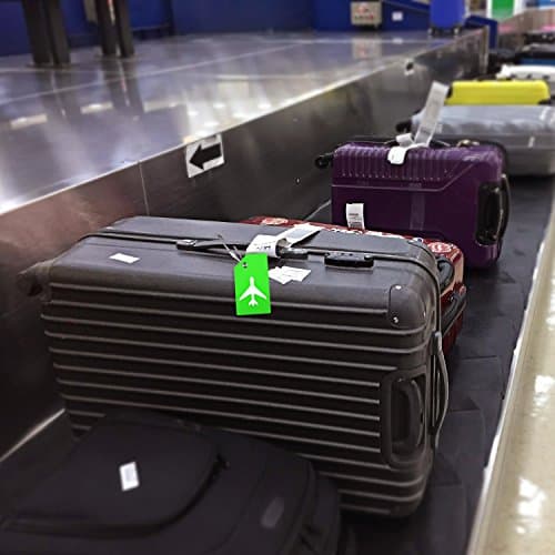 5PCS Luggage Tag with Name Card,Green Silicon Luggage Tags to Suitcase — view 5