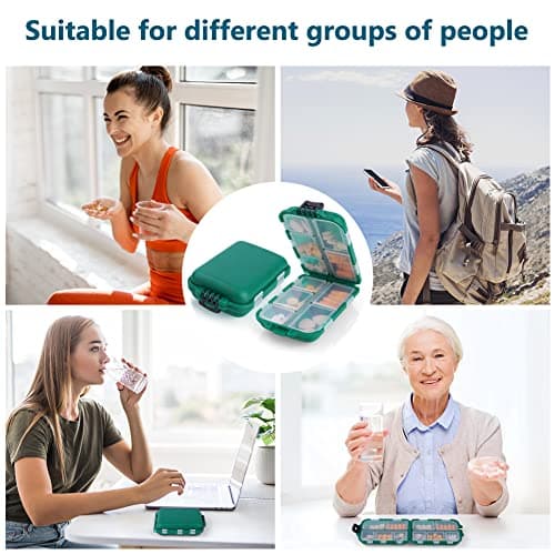 AOOWU Pill Box Organiser, 1PCS Portable Medicine Storage Box, Double Layer 10 Grids Tablet Organiser to Hold Vitamins, Cod Liver Oil, Supplements and Medication for Travel Work — view 6