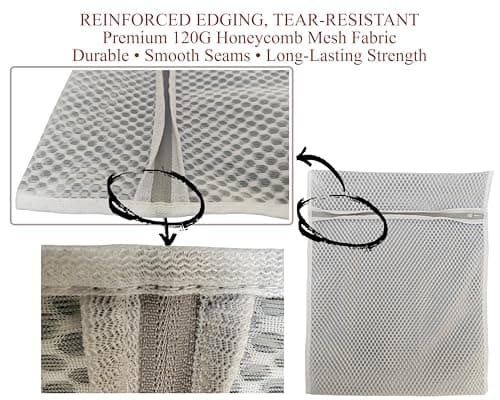 Mesh Laundry Bags for Delicates – 3-Pack (12″×16″) with Color-Coded Zippers – Honeycomb Mesh, Locking Zipper, Washer & Dryer Safe for Bras, Socks, Travel Clothes — view 5