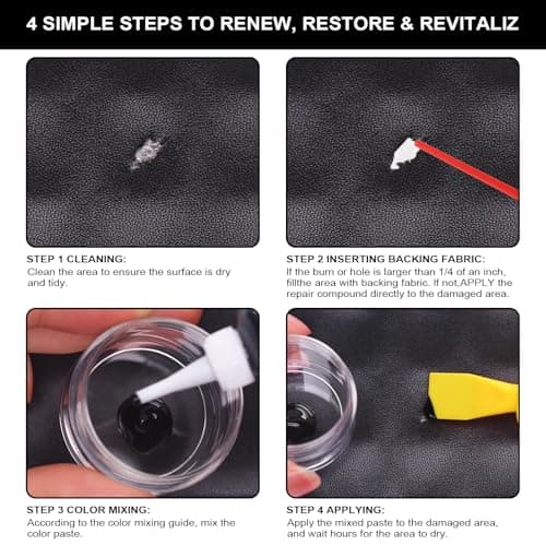 STARTSO WORLD Black Leather Repair Kit for Furniture, Leather Seat Repair Kit for Car Interior, Car Seats, Sofa, Jacket and Purse, Restore Any Material with Super Easy Instructions — view 6