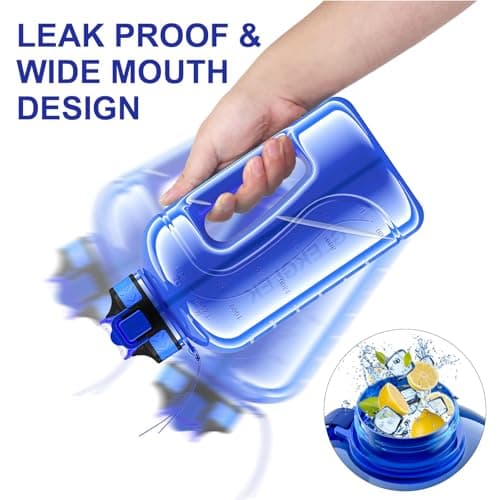 GLEKGLEK 2 Litre Water Bottle with Straw, Motivational Sports Jug Dark Blue — view 4