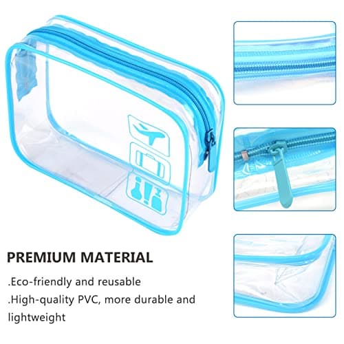 Clear Toiletry Bag Transparent TSA Approved Makeup Cosmetic Travel Organiser, Waterproof Wash Bag for Air Travel Carry On（Blue） — view 2