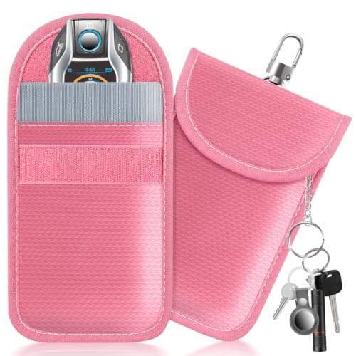 lanpard Faraday Pouch for car Keys,2 Pack Faraday Bag | Key Signal Blocking Pouch | Keyless Entry Keys Case | RFID Blocker Bag for Car Security,Anti-Theft Remote Entry Keyless Deep Pink ,M