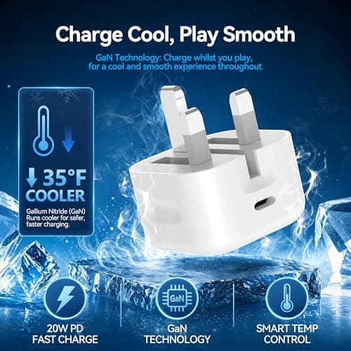 Type C Charger Fast Charging, [MFi Certified] 25W Foldable Travel Charger with UK Plug for Samsung/Phone/iPad and AirPods, Gift for Friends & Family (1Pack-without cable) — view 5