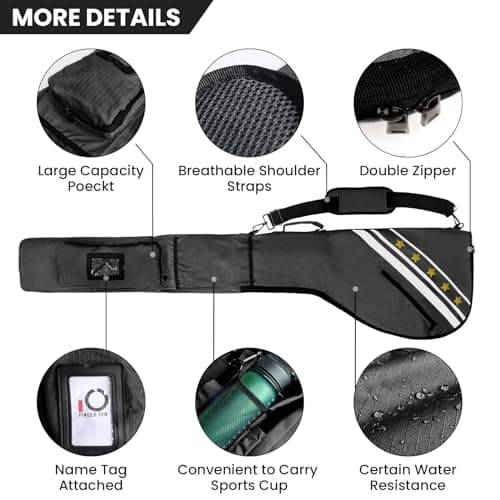Golf Sunday Carry Bag for Men Women Lightweight Driving Range Zippered Waterproof , Golf Club Carry Case Travel Bag 49" Holds Up to 10 Clubs Portable Foldable (Black) — view 2