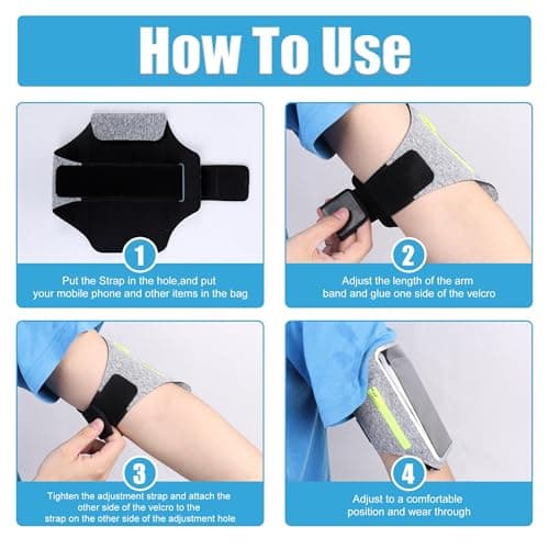 Running Phone Holder with Earphone Bag, Running Armband Phone Holder with Adjustable Strap Car Key Pocket for Women Men — view 3