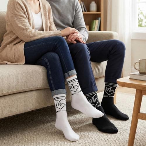 Zuimei Engagement Wedding Gifts for Couples Friends Her Him MR&MRS Socks — view 2