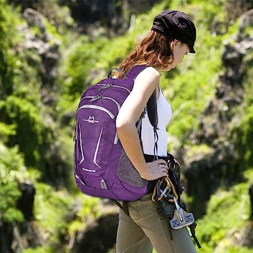 Loocower 45L Ultra Lightweight Foldable Backpack Hiking Daypack Walking Rucksack Water Resistant Packable Camping Mountaineer Outdoor Sport Knapsack for Men Women (05.Purple) — view 6