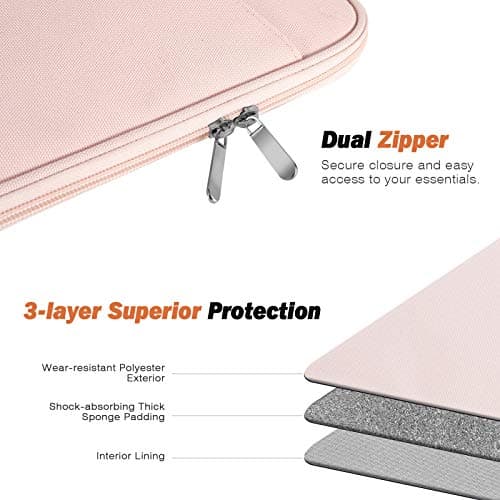 MoKo 9-11 Inch Tablet Sleeve Case, Fits 11inch iPad Air M3, iPad A16 2025, Pro 11 M4, iPad 10/9/8/7th, Galaxy Tab S9/S8/A8/A7, Protective Bag Carrying Case with Pocket, Pink — view 5