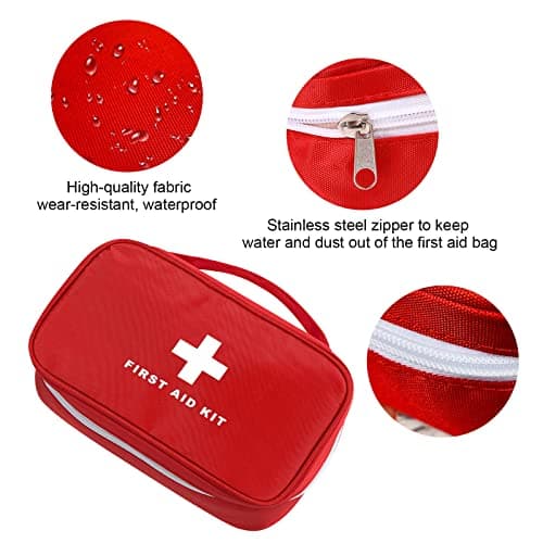 AOUTACC 6Pcs First Aid Bag Empty, Waterproof Durable First Aid Kit Bag Empty with Zippered,First Responder Storage Medicine Emergency Bag for Home Office Kitchen Outdoor Travel Activities-Red — view 3