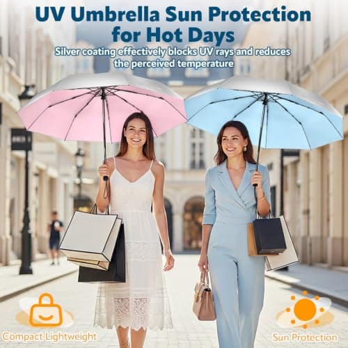 ZOMAKE UV Umbrella for Sun Protection UPF 50+ (46 Inch,Silver/Light Blue) — view 6