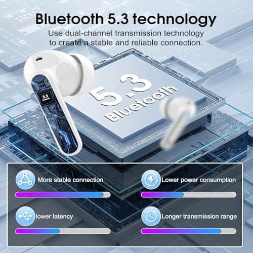 Csasan Wireless Earbuds, Bluetooth 5.3 Headphones In Ear with 4 ENC Noise Cancelling Mic, 2026 Mini Deep Bass Stereo Ear Buds, 40H Playtime Bluetooth Earphones, IP7 Waterproof Earbuds, Light Gray — view 4