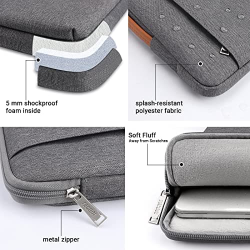 TECOOL 15.6 Inch Laptop Case,Waterproof Laptop Sleeve 15.6 Inch,Dark Grey — view 5