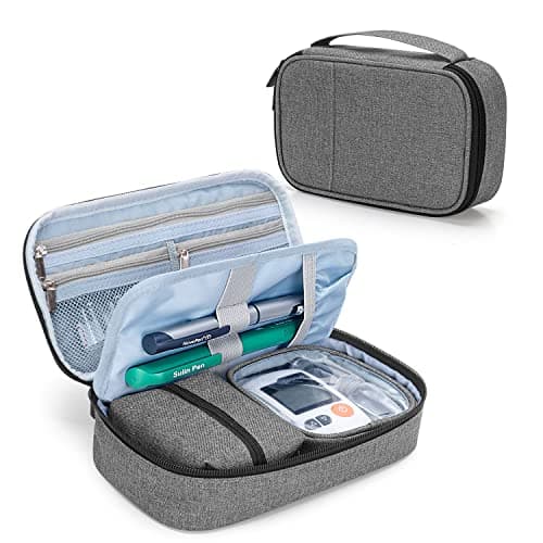 CURMIO Diabetic Supplies Bag, Diabetes Travel Organizer Case, Grey