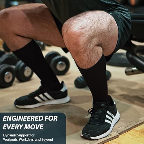 FITAURA Compression Socks for Men & Women | 15-20mmHg Support Stockings for Flight, Travel, Sports, Running | Graduated Compression for Calf & Ankle Circulation | 1 Pair L/XL Black — view 6