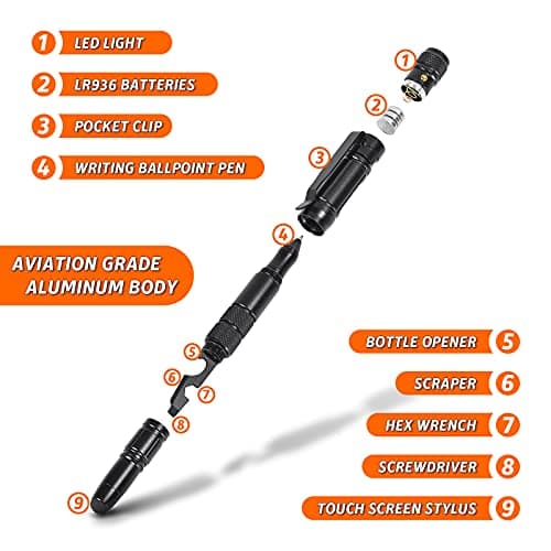 BIIB Gifts for Men, 7 in 1 Multi Tool Pen with LED, Gifts for Him Dad Gifts — view 2