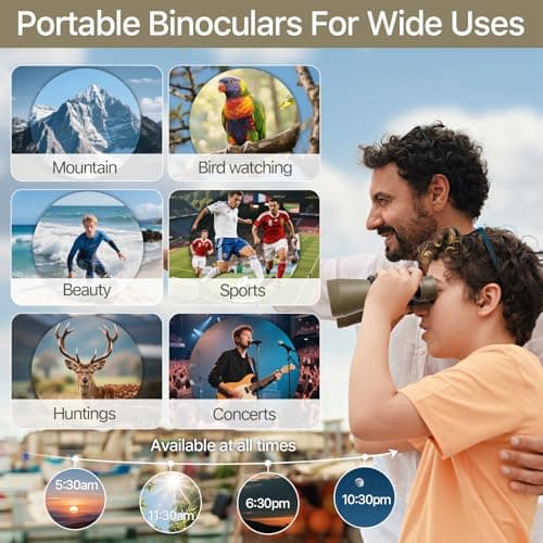20x50 Military Binoculars for Adults with Smartphone Adapter - Compact Waterproof Tactical Binoculars for Bird Watching Hunting Hiking Concert Travel Theater with BAK4 Prism FMC Lens, Mud — view 5