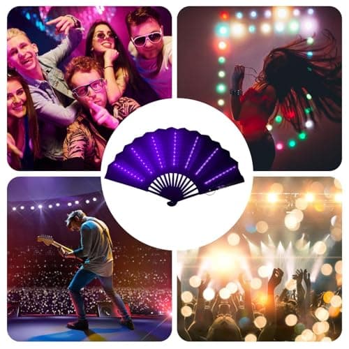 Light Up Rav-e Fan, Folding Handheld Fa-n, Light U-p Hand F-an, Led Handhe-ld, Portable With Light, L-ight Up Festival Folding, Travel Multipurpose Handheld Fa-n, Carnival Accessories — view 5